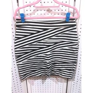 Express Black and White Striped Mini Skirt